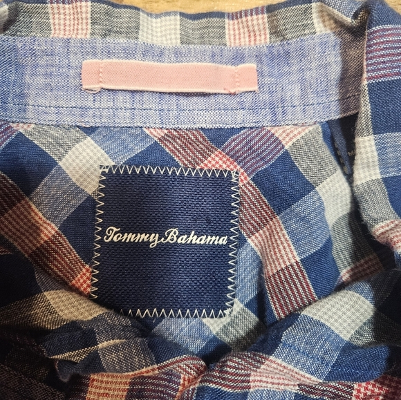 Tommy Bahama Mens L Shirt Linen Plaid Button Front Long Sleeve Casual - Picture 3 of 8